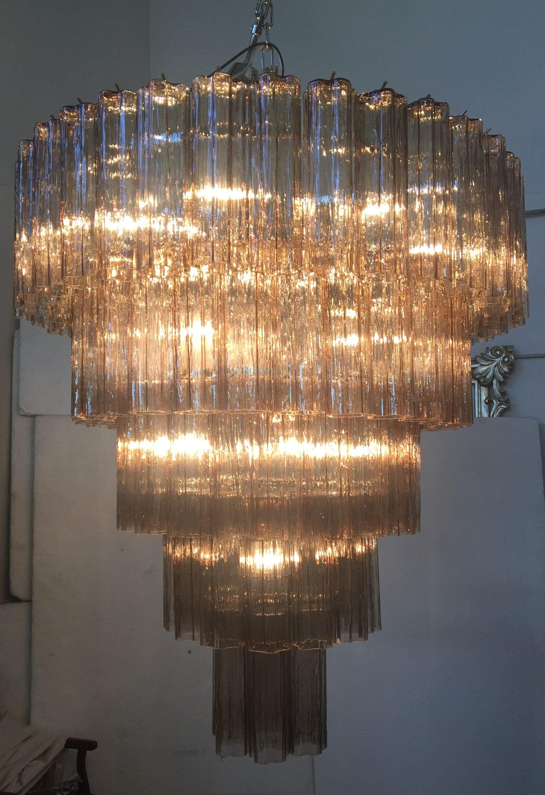 VORELLI Emilia Tronchi Murano Glass Staircase Chandelier - Tronchi Murano Glass image 4