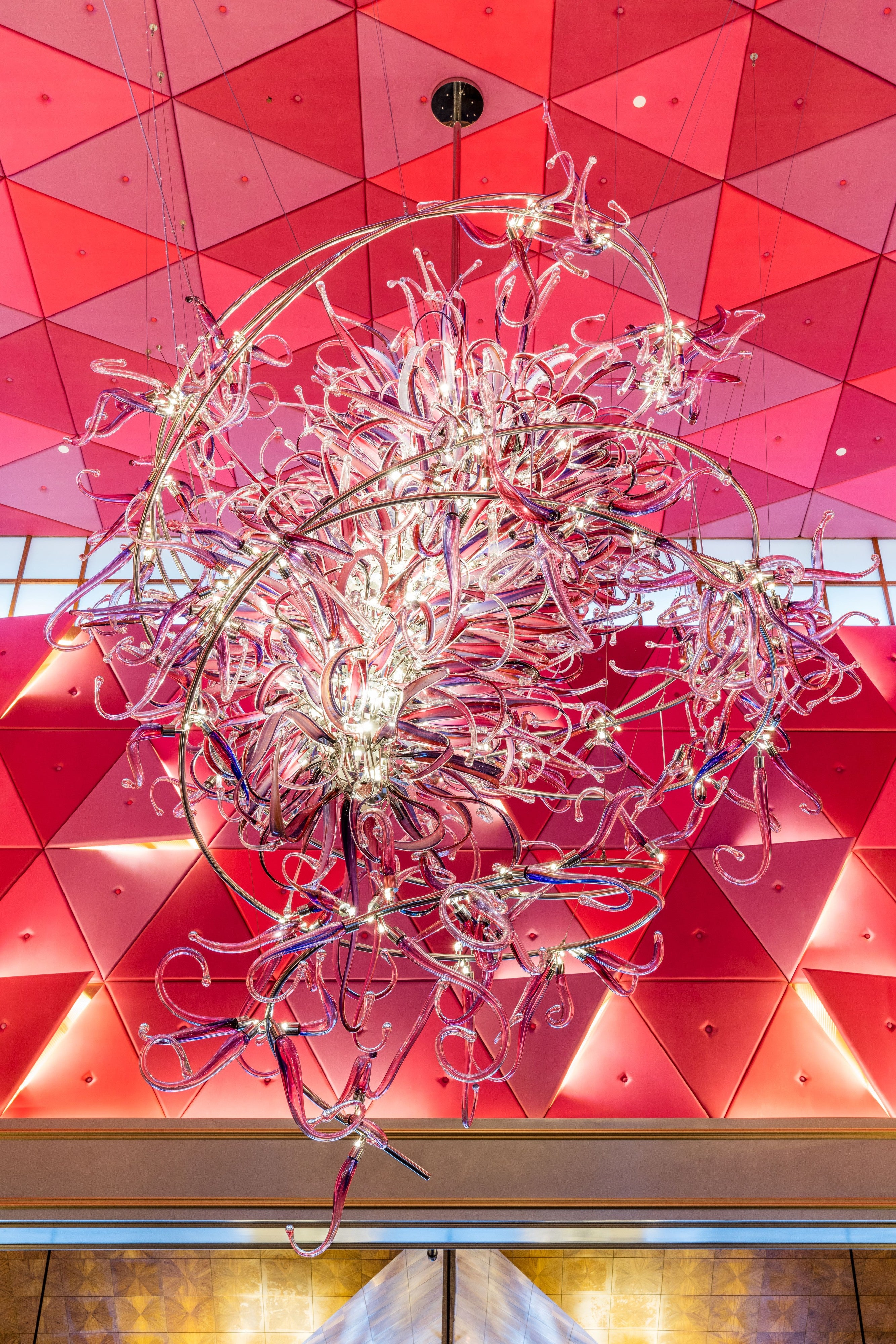 Steel Frame Pink Flower Project Installation
