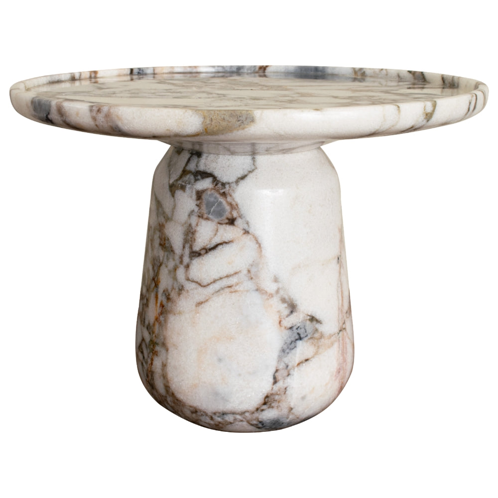 Larevo White Stone Sculptural Side Table