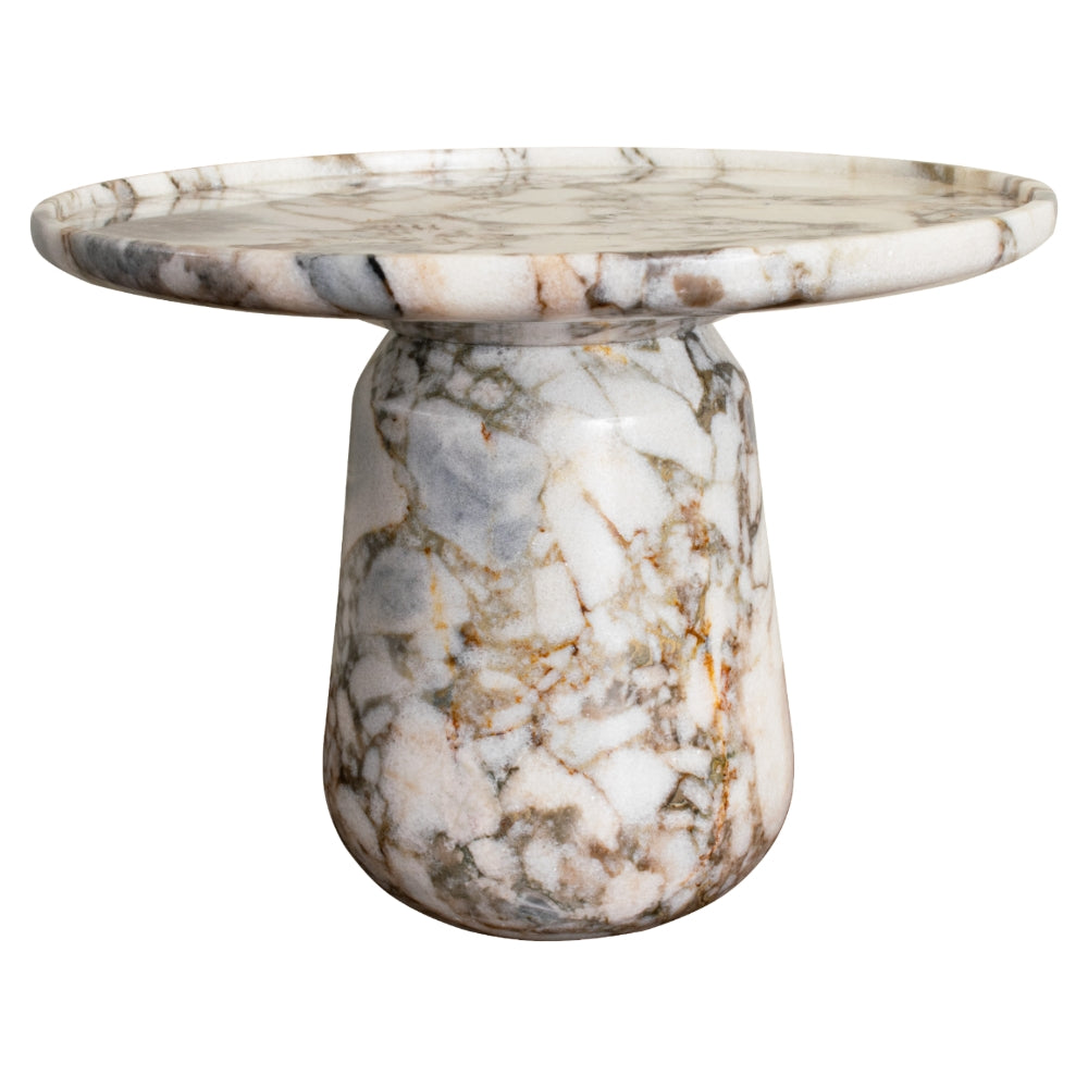 Larevo White Stone Sculptural Side Table