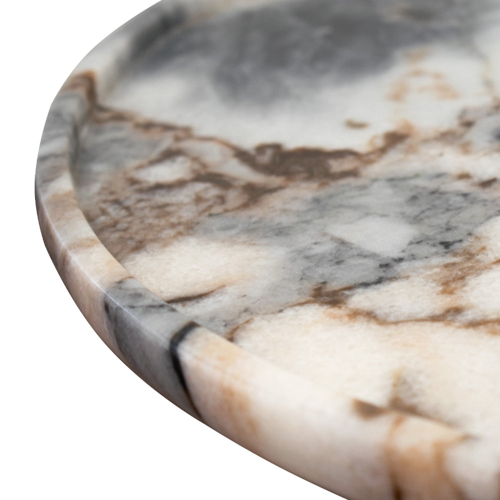 Larevo White Stone Sculptural Side Table