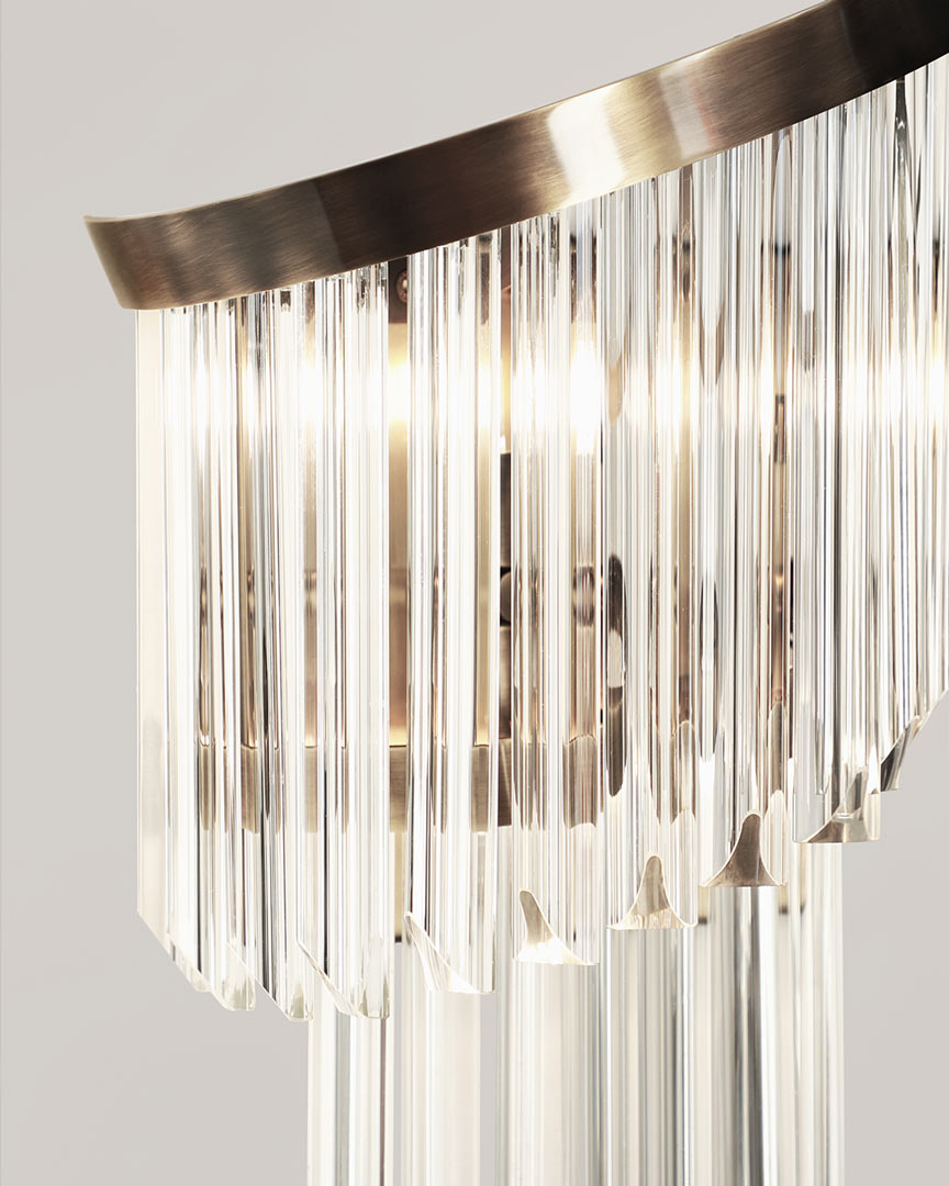 Close-up detail of VORELLI® Twist Luxury Wall Light showing luxury finish and craftsmanship