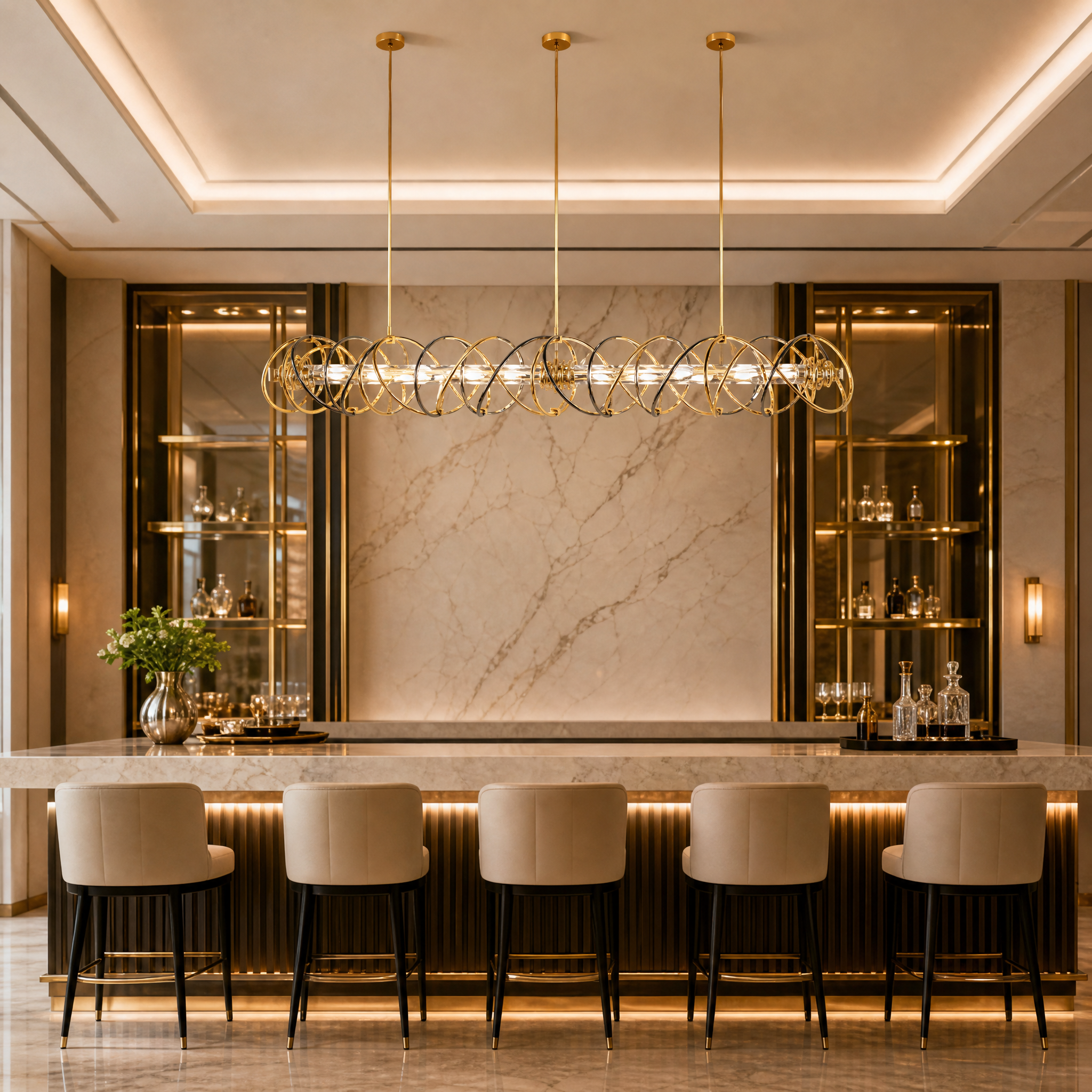 Galaxy Luxury Rectangular Chandelier luxury hospitality lifestyle image by VORELLI