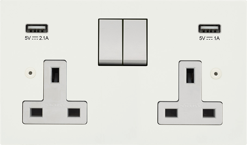 Horizon Square Double Socket + USB
