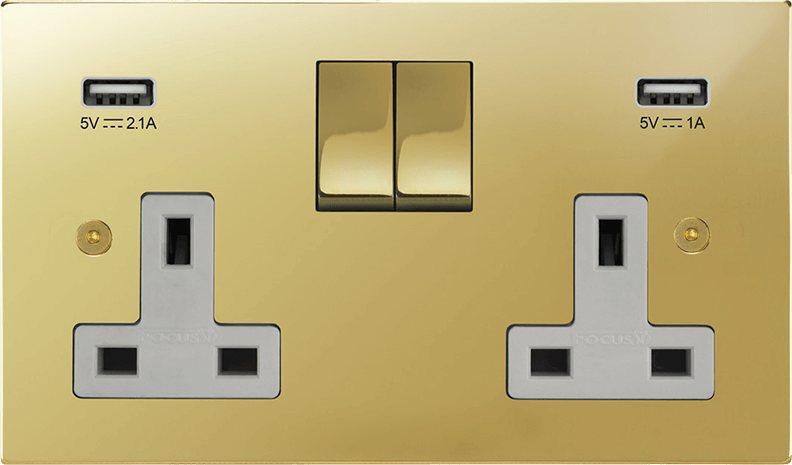 Horizon Square Double Socket + USB