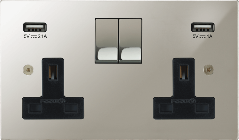 Horizon Square Double Socket + USB