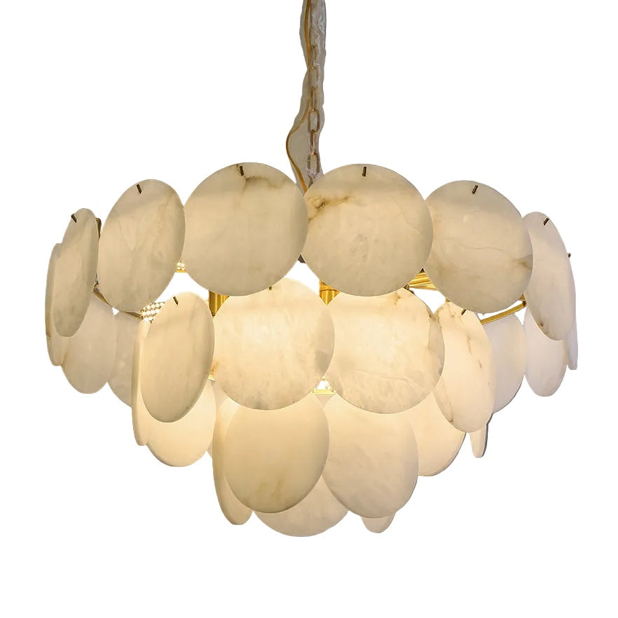 VORELLI® Alfonso Marble Circular Chandelier with layered smooth marble discs