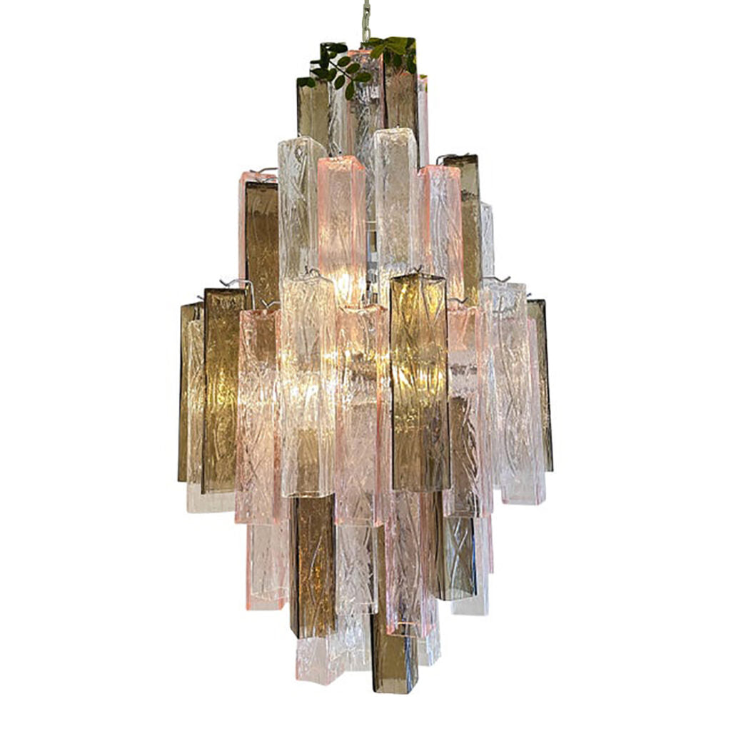 VORELLI Sorrento Squares Murano Glass Staircase Chandelier - Squares Murano Glass image 1