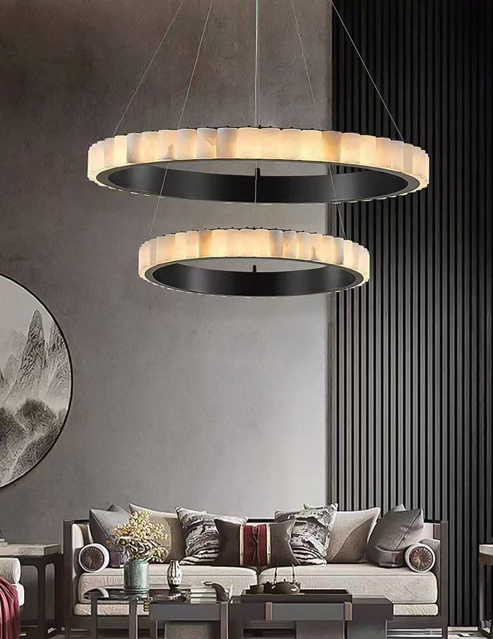 Elysia Marble Double Ring Chandelier