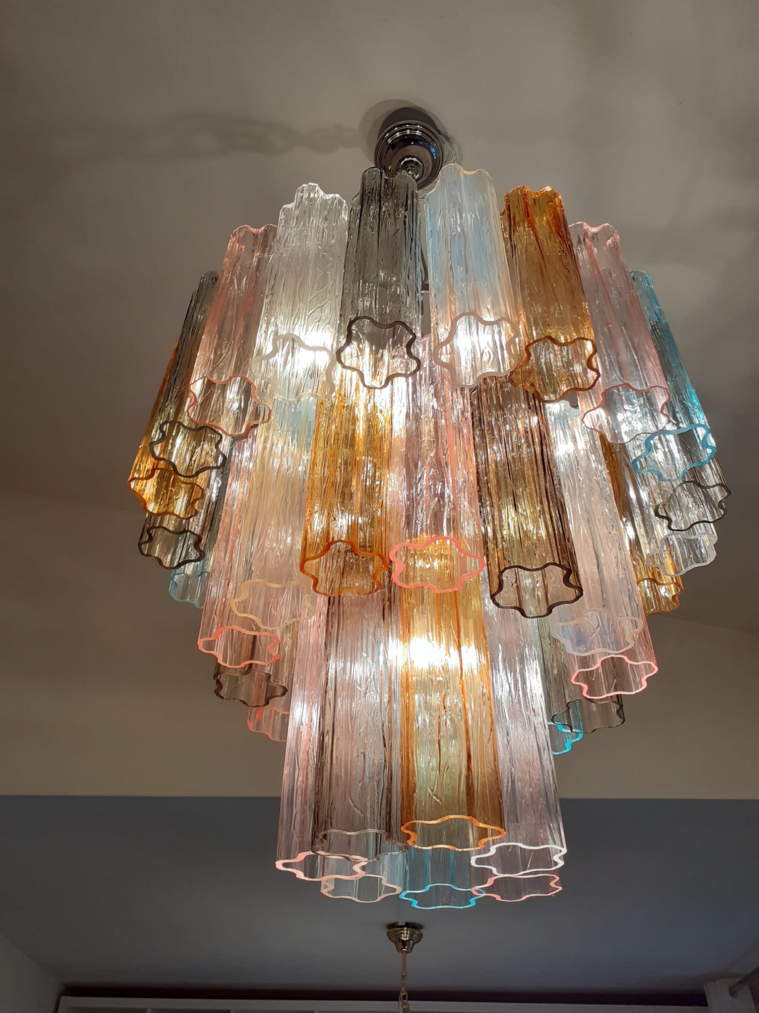VORELLI Paloma Tronchi Murano Glass Staircase Chandelier - Tronchi Murano Glass image 3