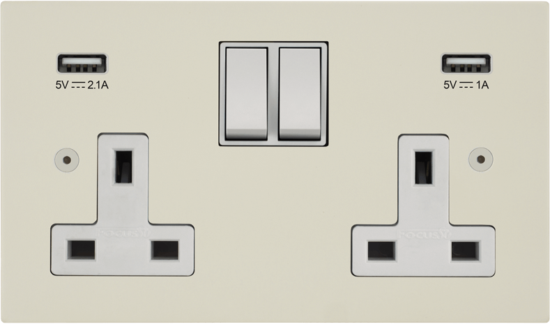 Ambassador Square Double Socket + USB