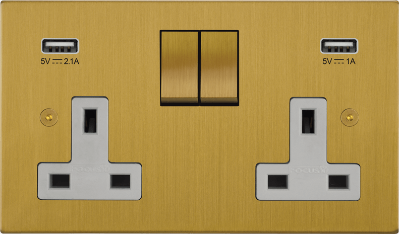 Horizon Square Double Socket + USB