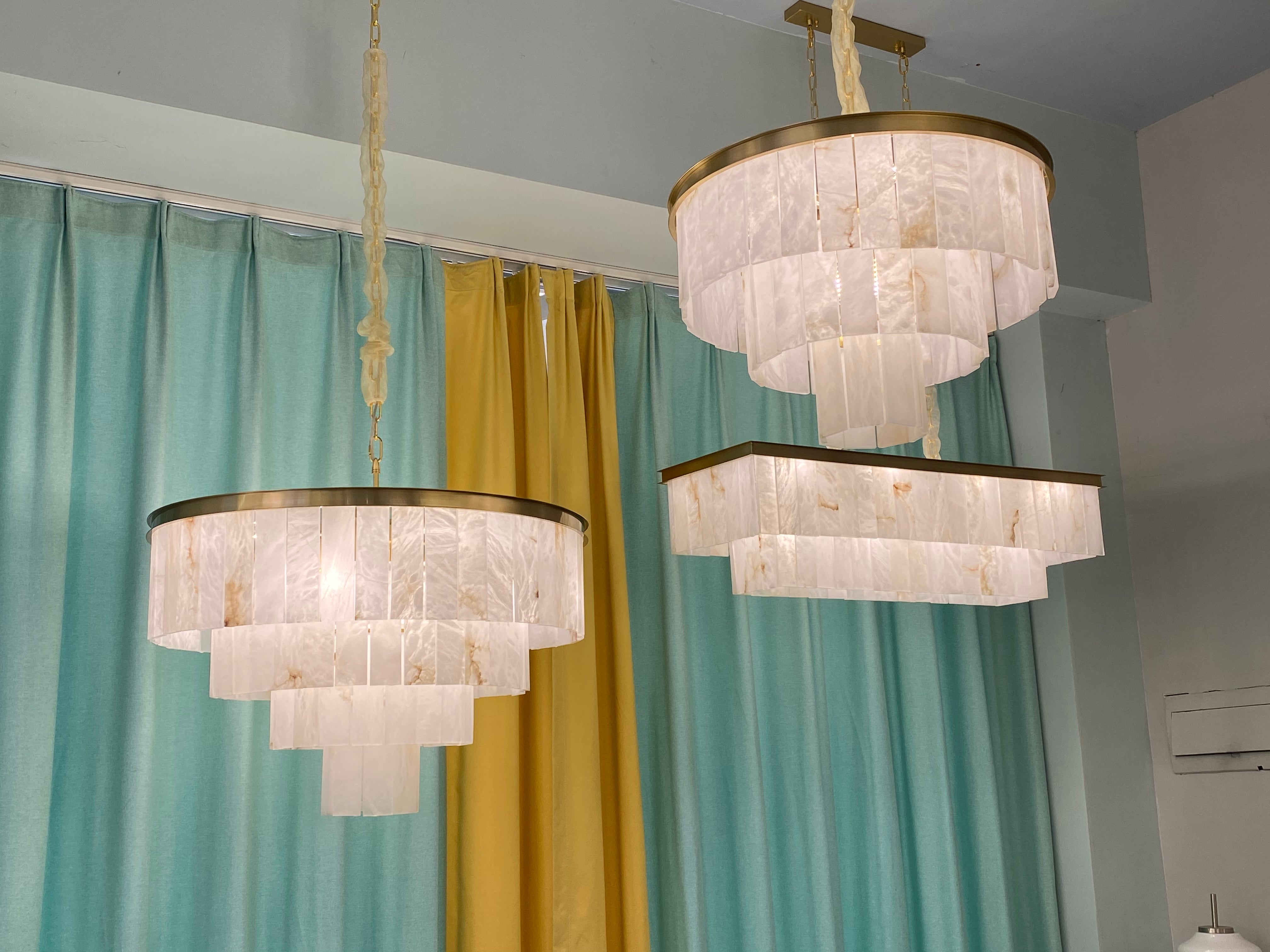 Novella Marble Rectangular Chandelier