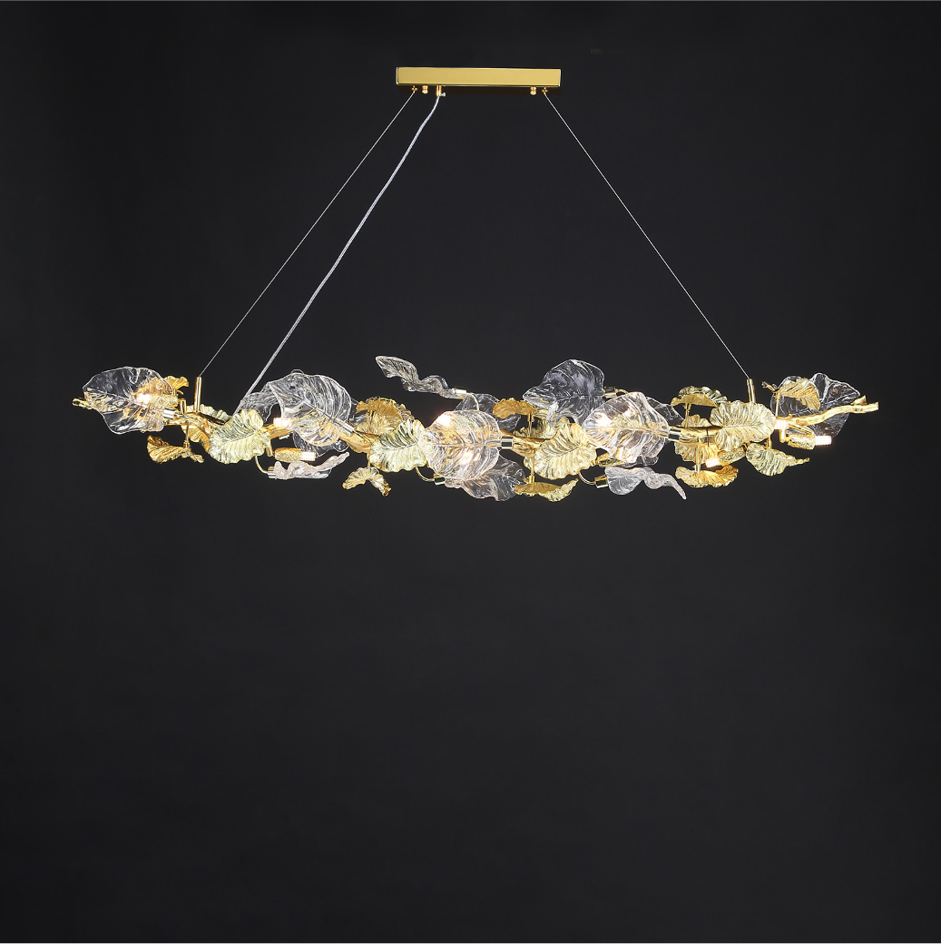 Aura Leaf Rectangular Chandelier
