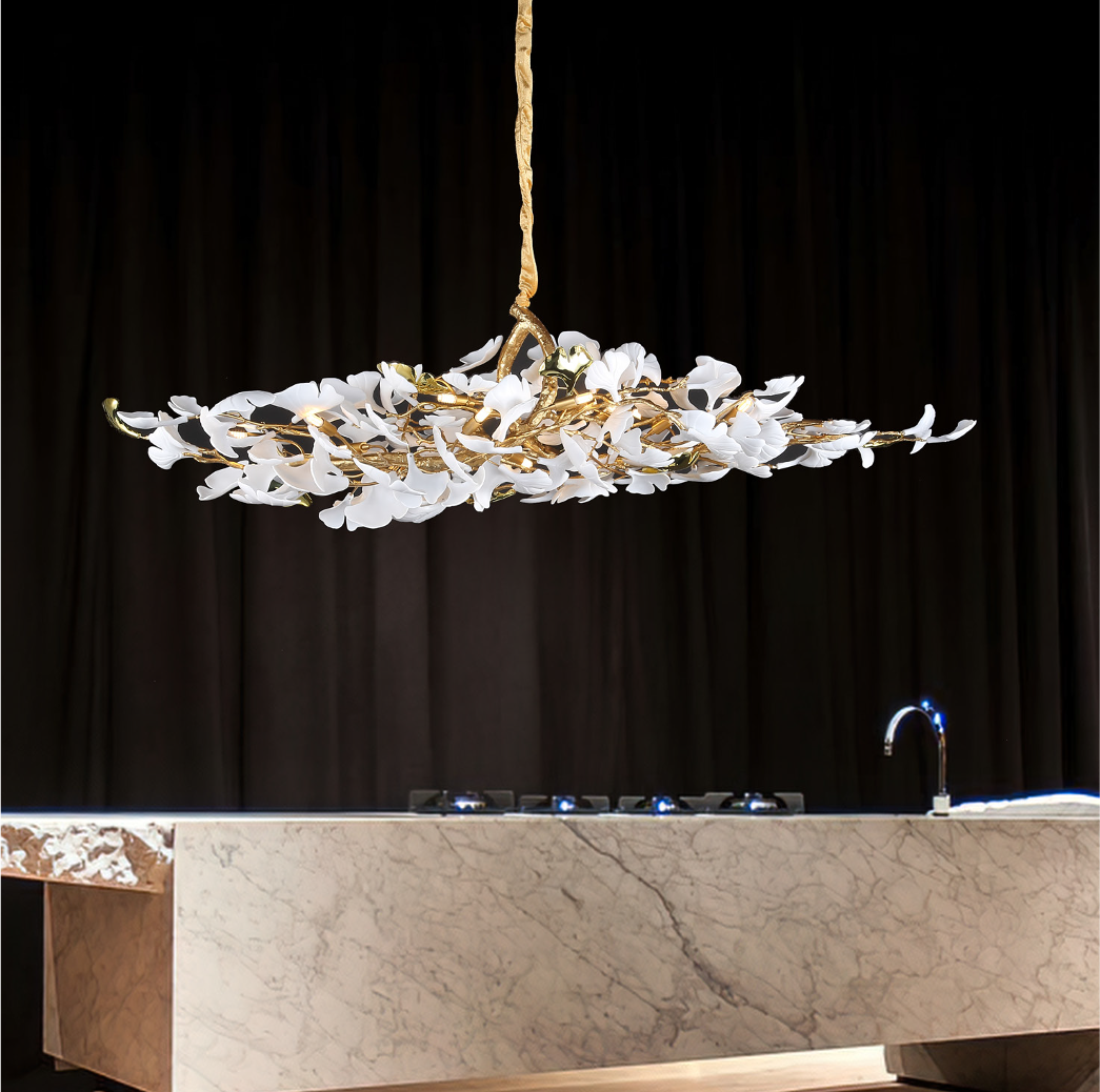 Ginkgo Leaf Rectangular Chandelier II