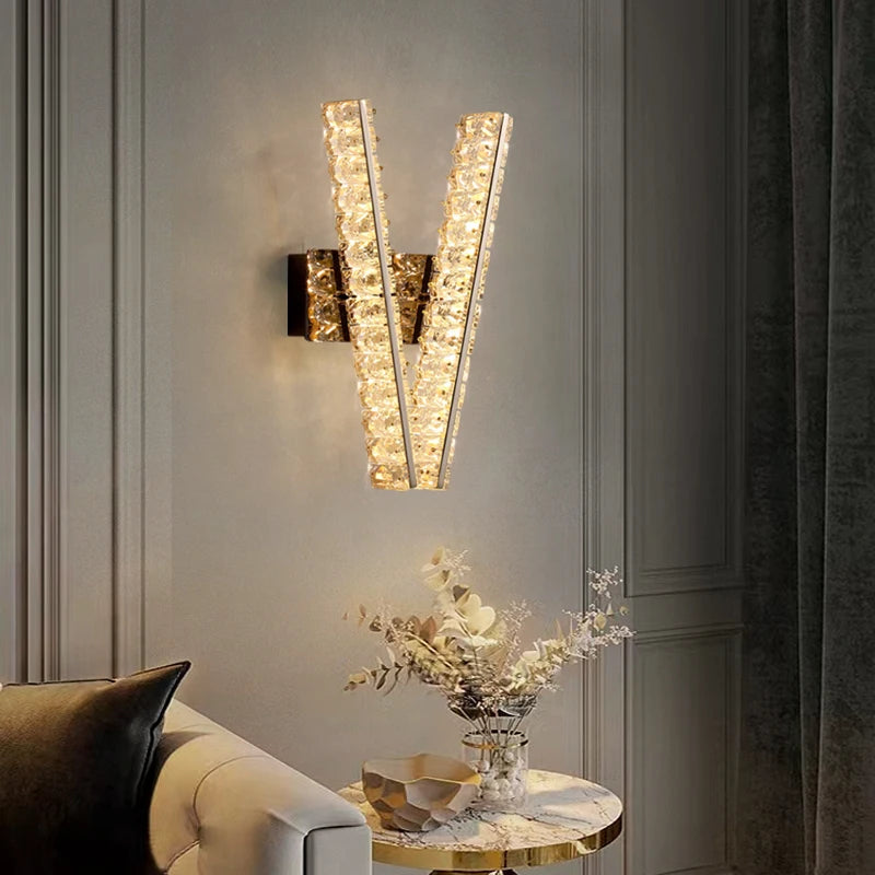 Signature 'V' Wall Light by Vorelli Luxury Gold Metal Wall Sconce