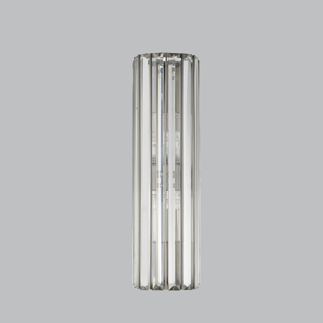 VORELLI Apollo IP65 wall light with vertical crystal bars in a gunmetal finish.