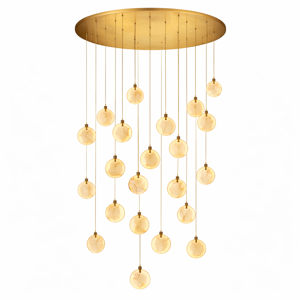 Calacatta Marble Pendant Staircase Chandelier