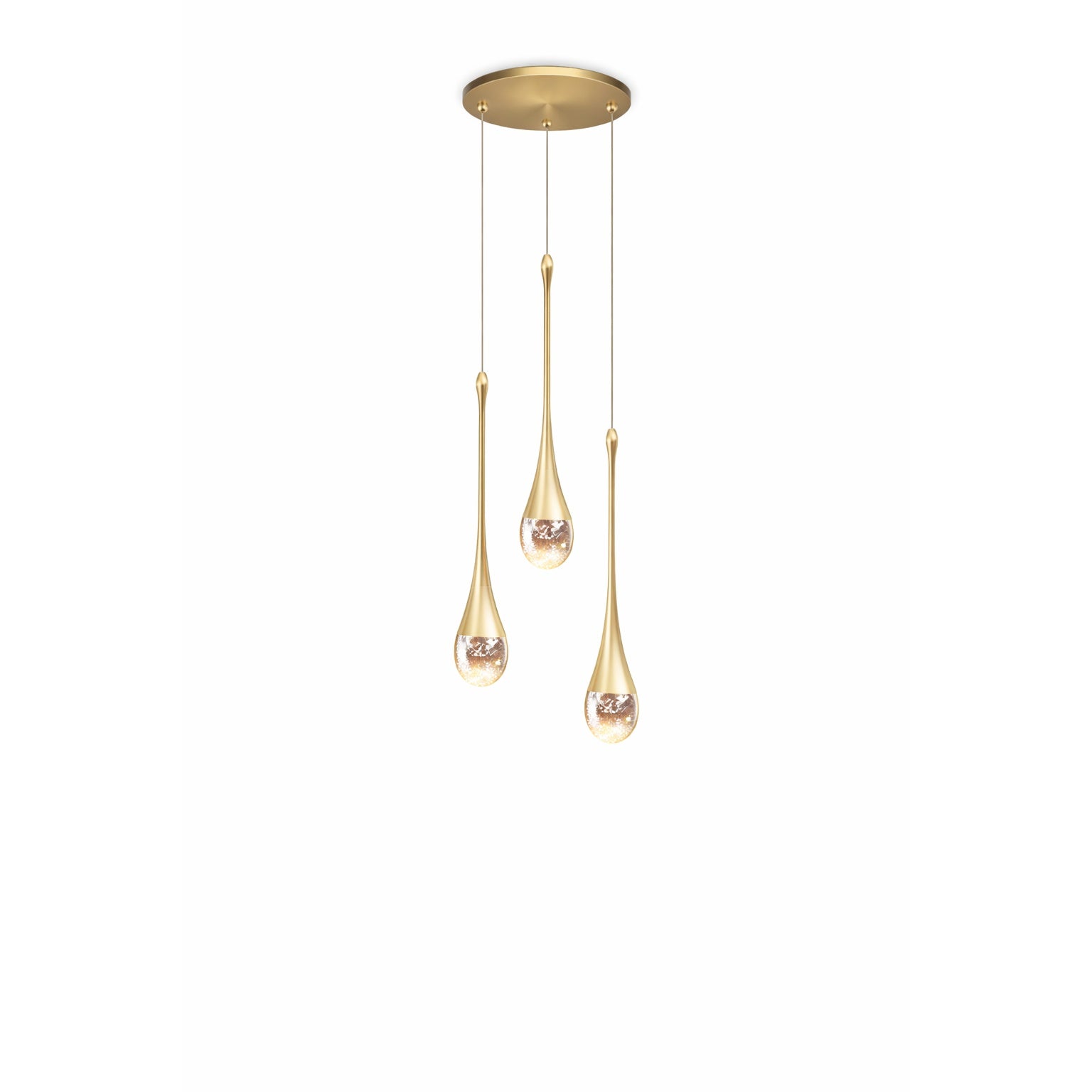 Gold pendant light fixture on a white background