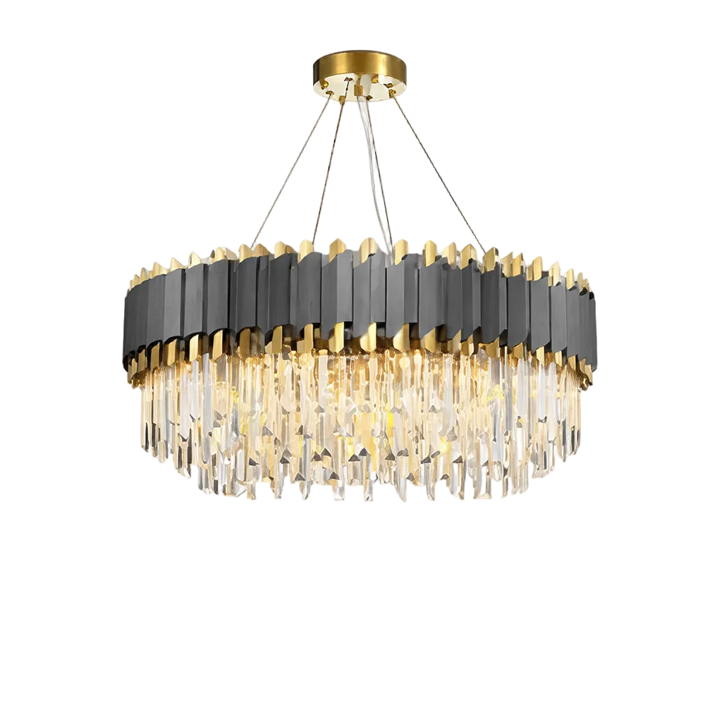 A warm, ambient view of the Richmond Circular Chandelier, highlighting the timeless grandeur it brings to a luxury interior space.