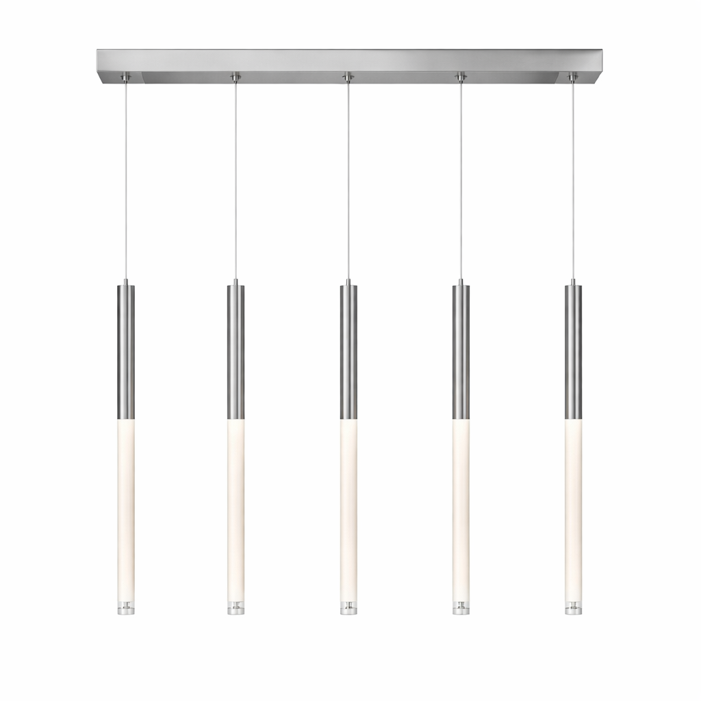 A warm, ambient view of the VORELLI Nyon rectangular chandelier, emphasizing the sophisticated mood created by the cascading bubble-effect crystals in a high-end interior.