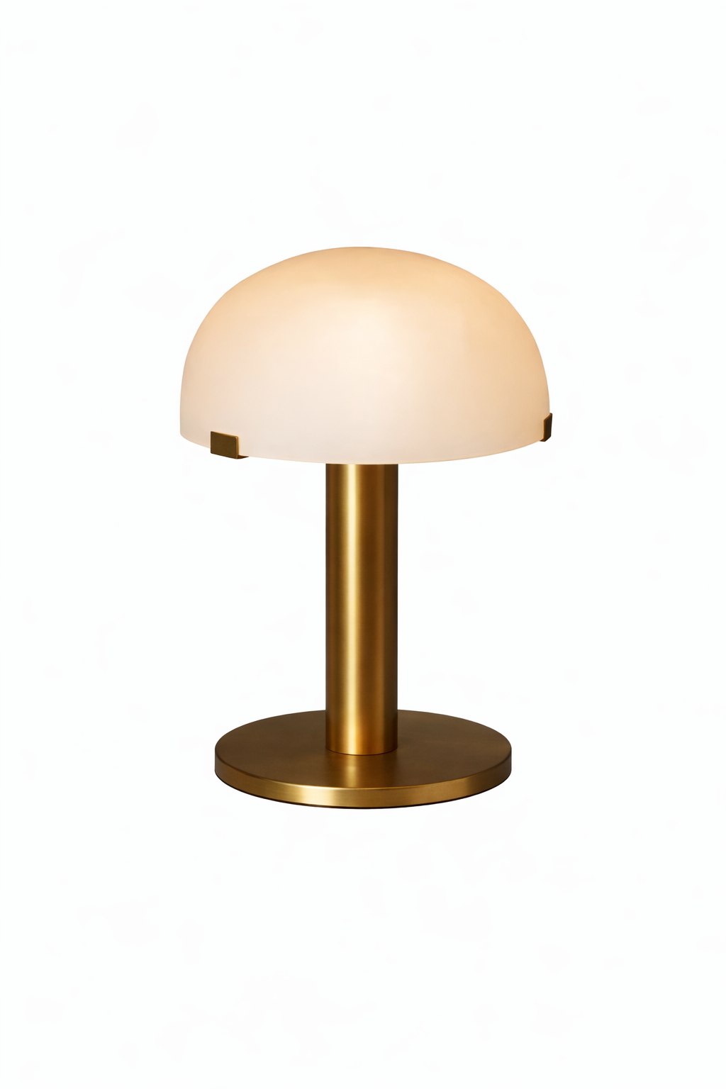 A warm, atmospheric view of the VORELLI Dome Marble Table Lamp creating a sophisticated mood in a modern interior.
