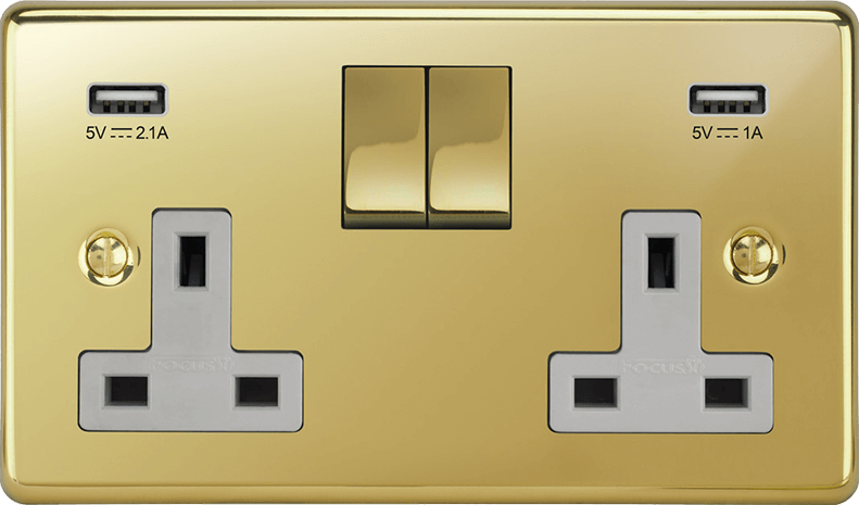 Angled view showing the depth and profile of the Victorian double socket.