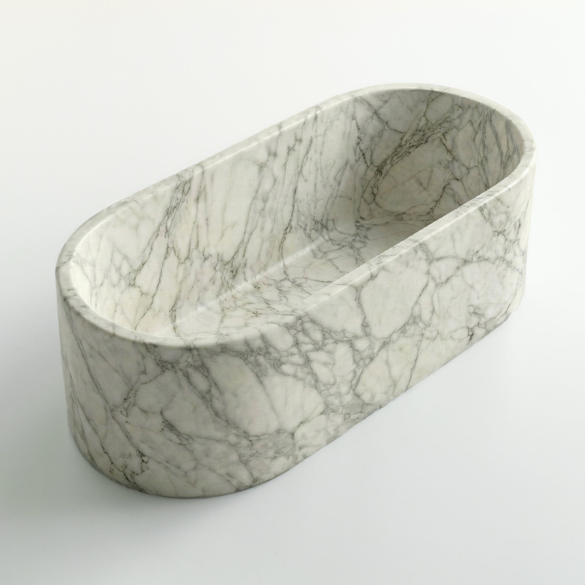 Arabescato Marble Freestanding Bathtub - Elliptical