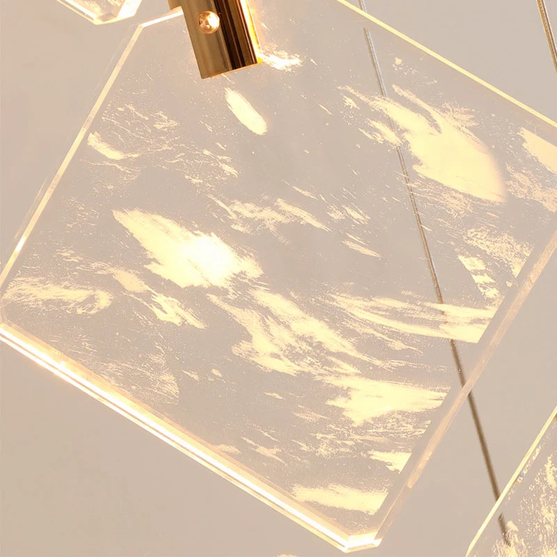 Detailed view of textured crystal surface from the Avellino Pendant, reflecting ambient light.