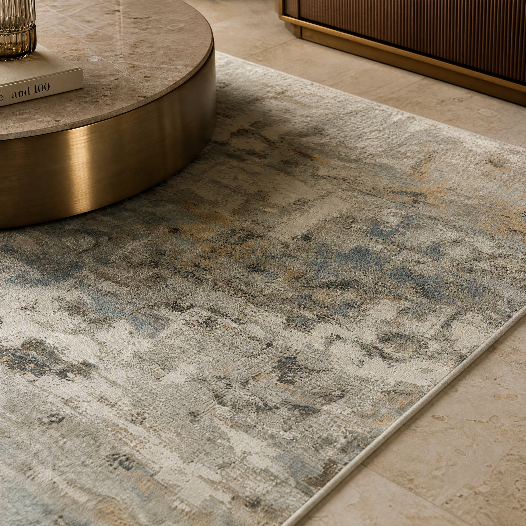 Close-up macro shot of the textured white and platinum weave with hints of gold and blue shimmer on the Azzurra runner