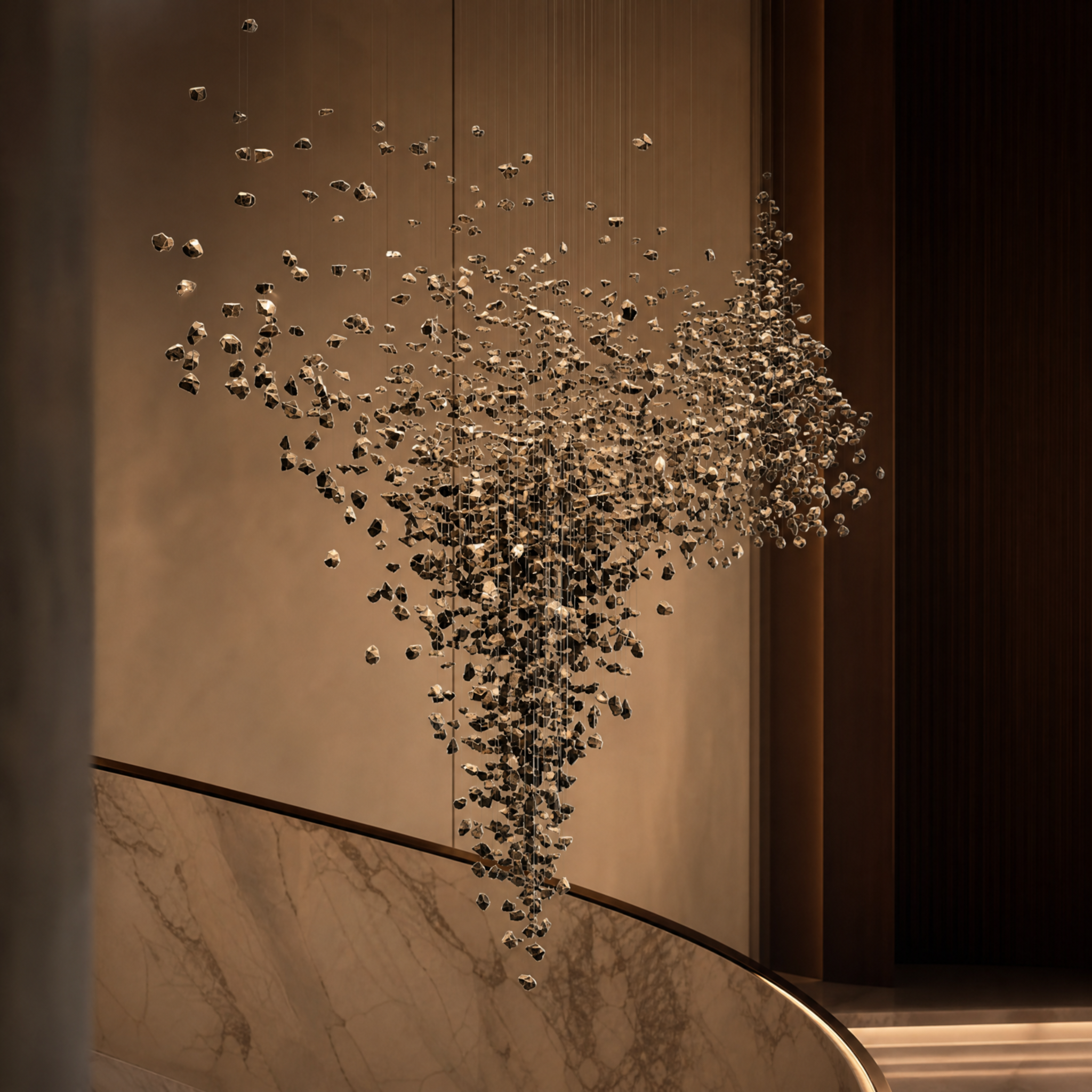 Close-up detail of the VORELLI Basilcia Pendant Chandelier, showcasing its bold structure and premium materials.