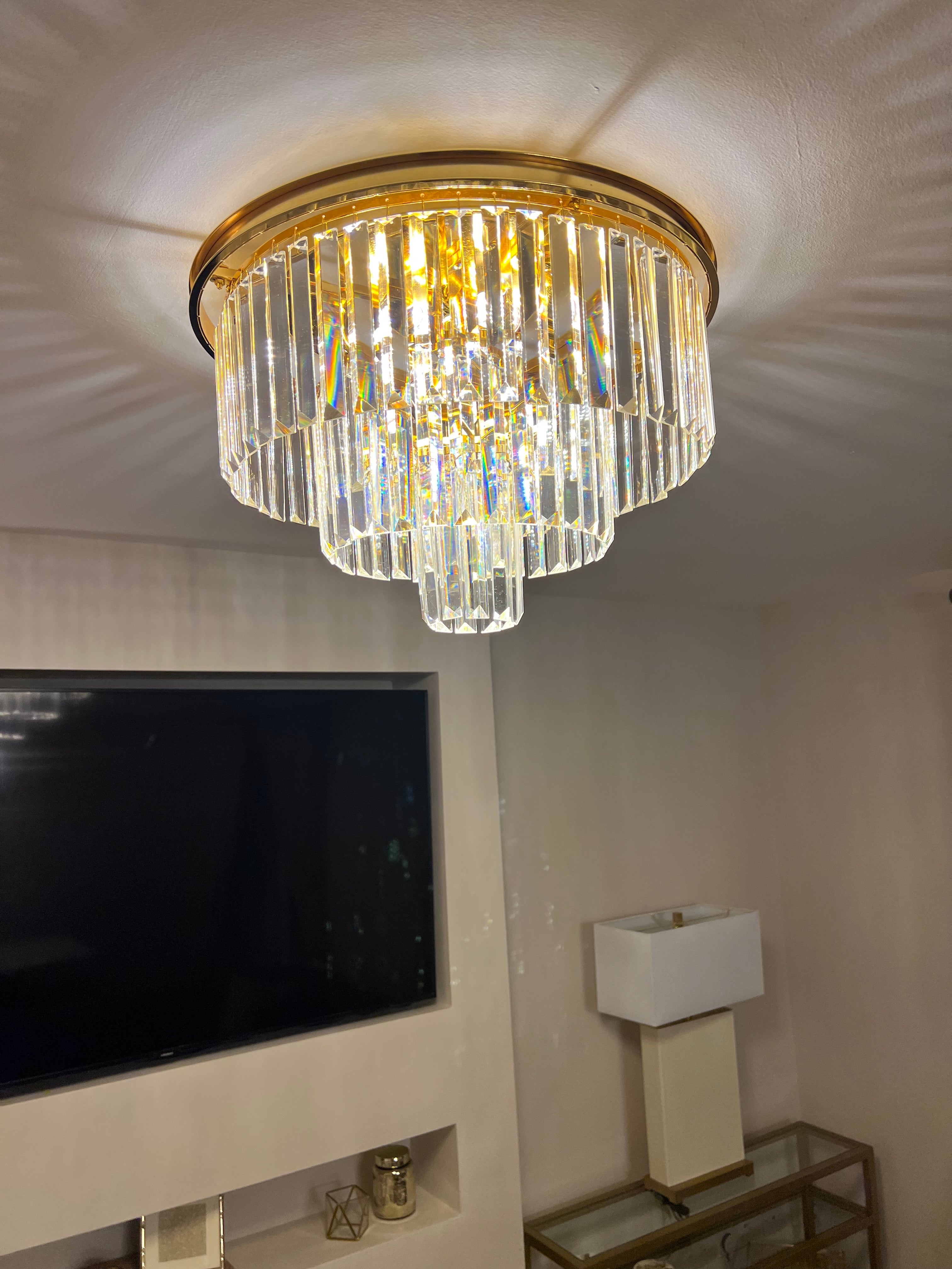 Beckenham ceiling light designed as a flush crystal ceiling light for refined interiors