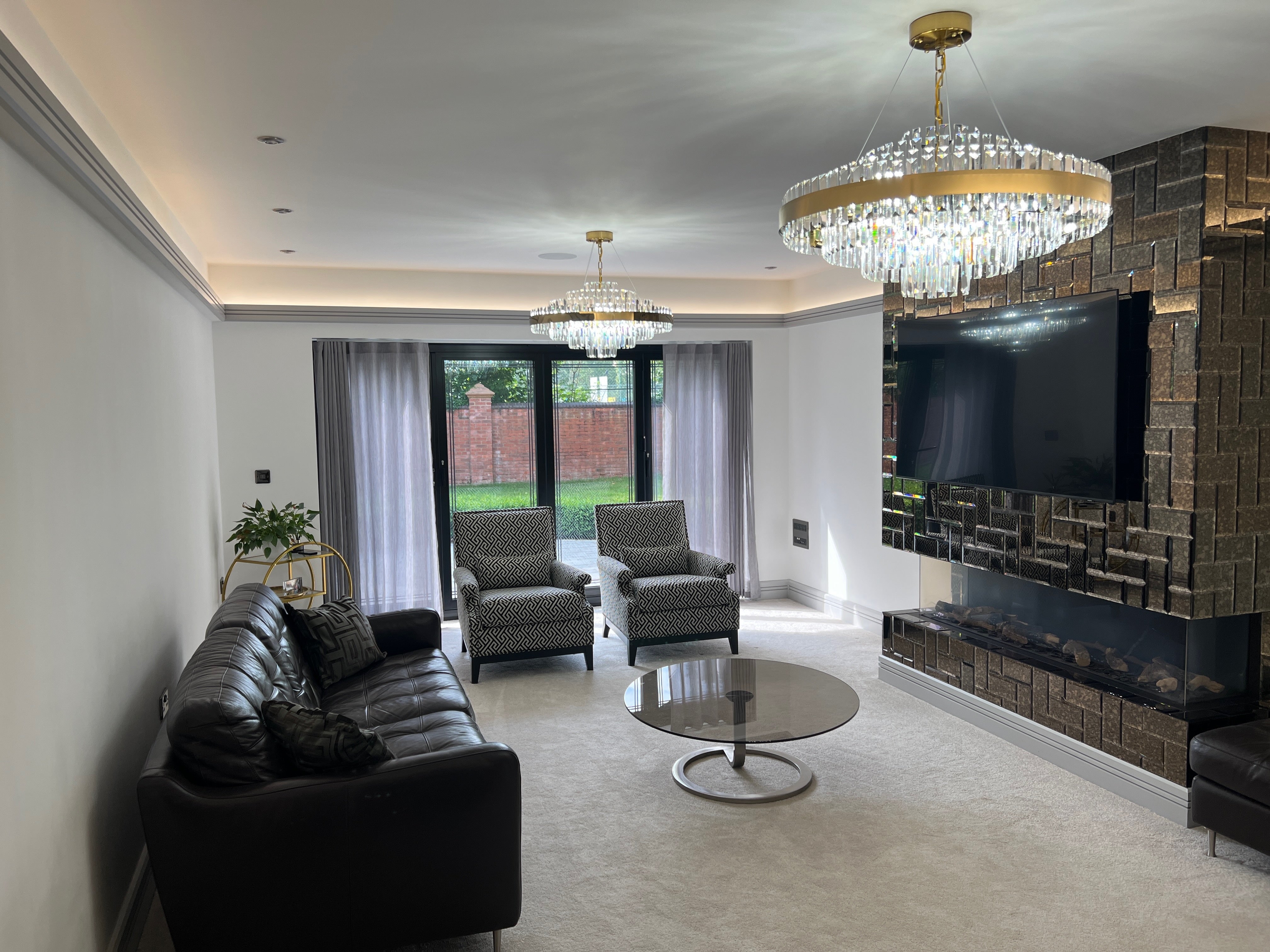 Belair circular chandelier with faceted crystal detailing