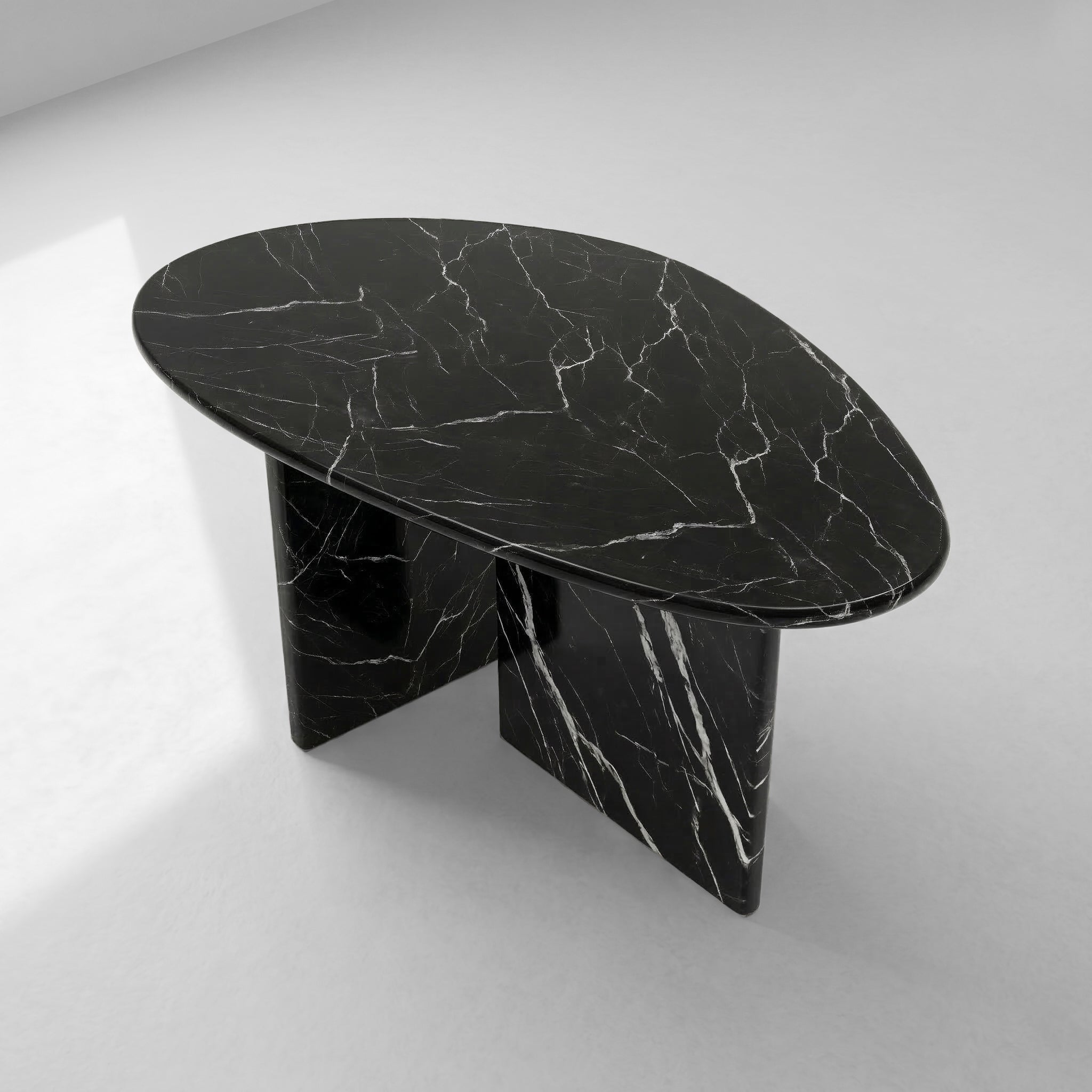 Black Marquina Marble Coffee Table - Pebble