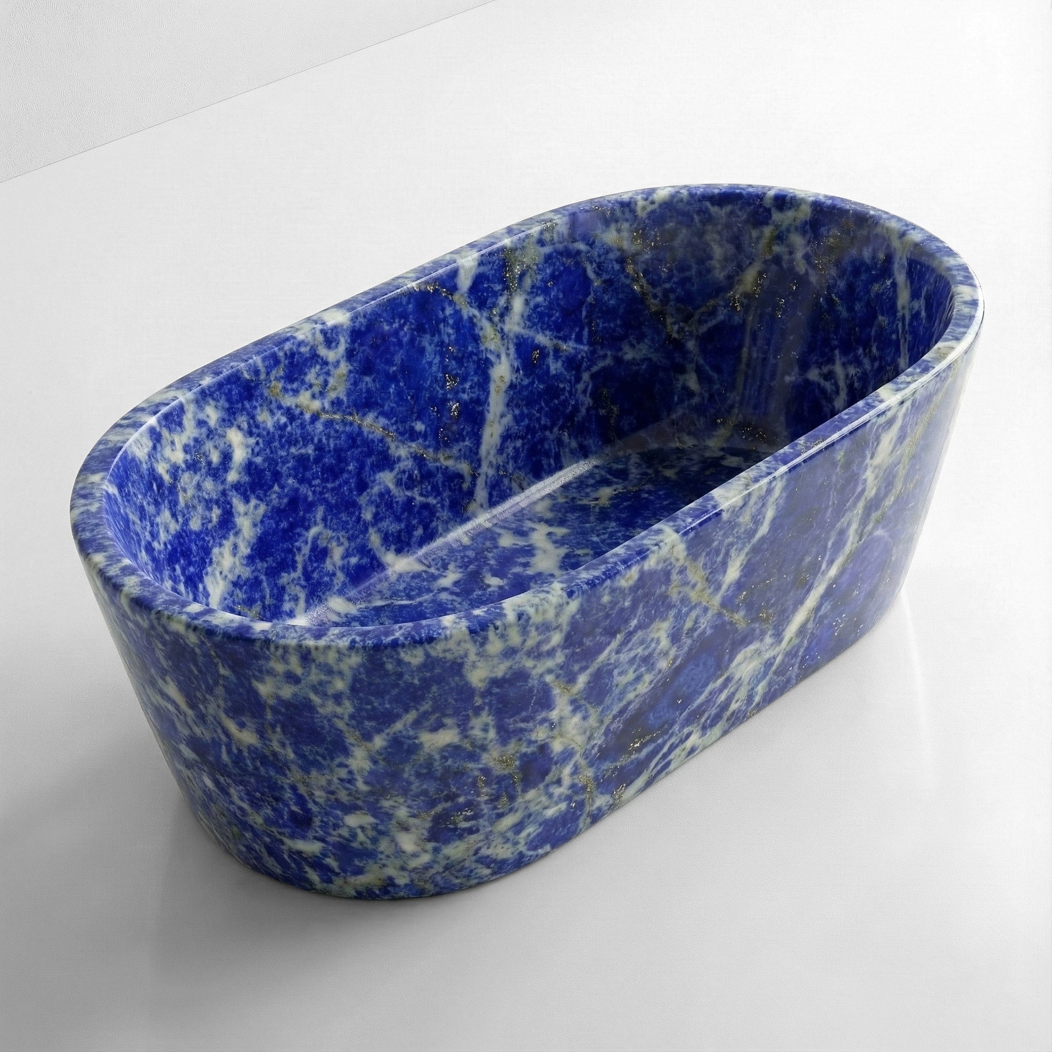 Blue Sodalite Marble Freestanding Bathtub - Tapered