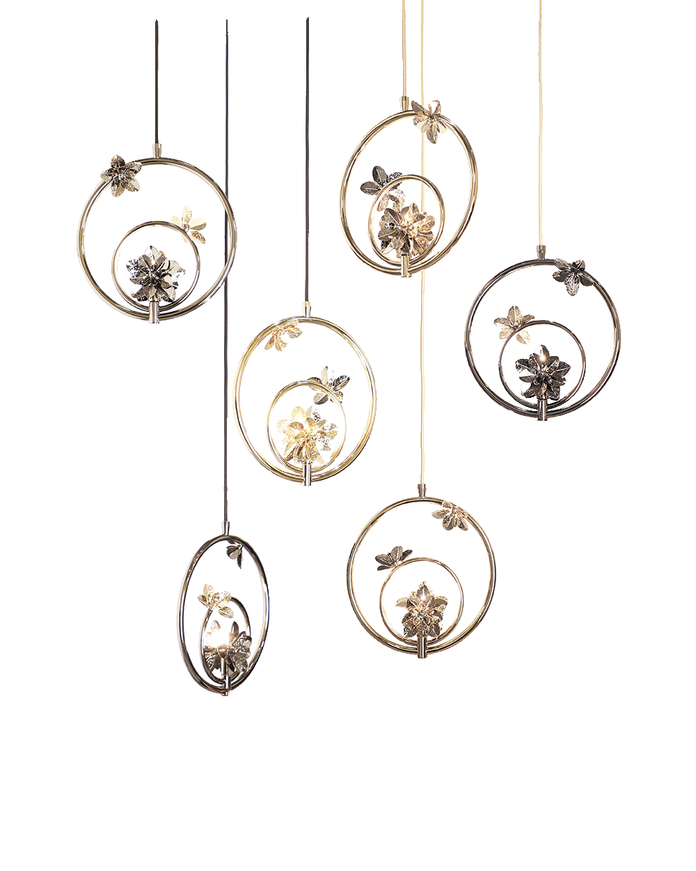 Close-up detail of VORELLI® Botticelli Luxury Pendant Staircase Chandelier showing luxury finish and craftsmanship