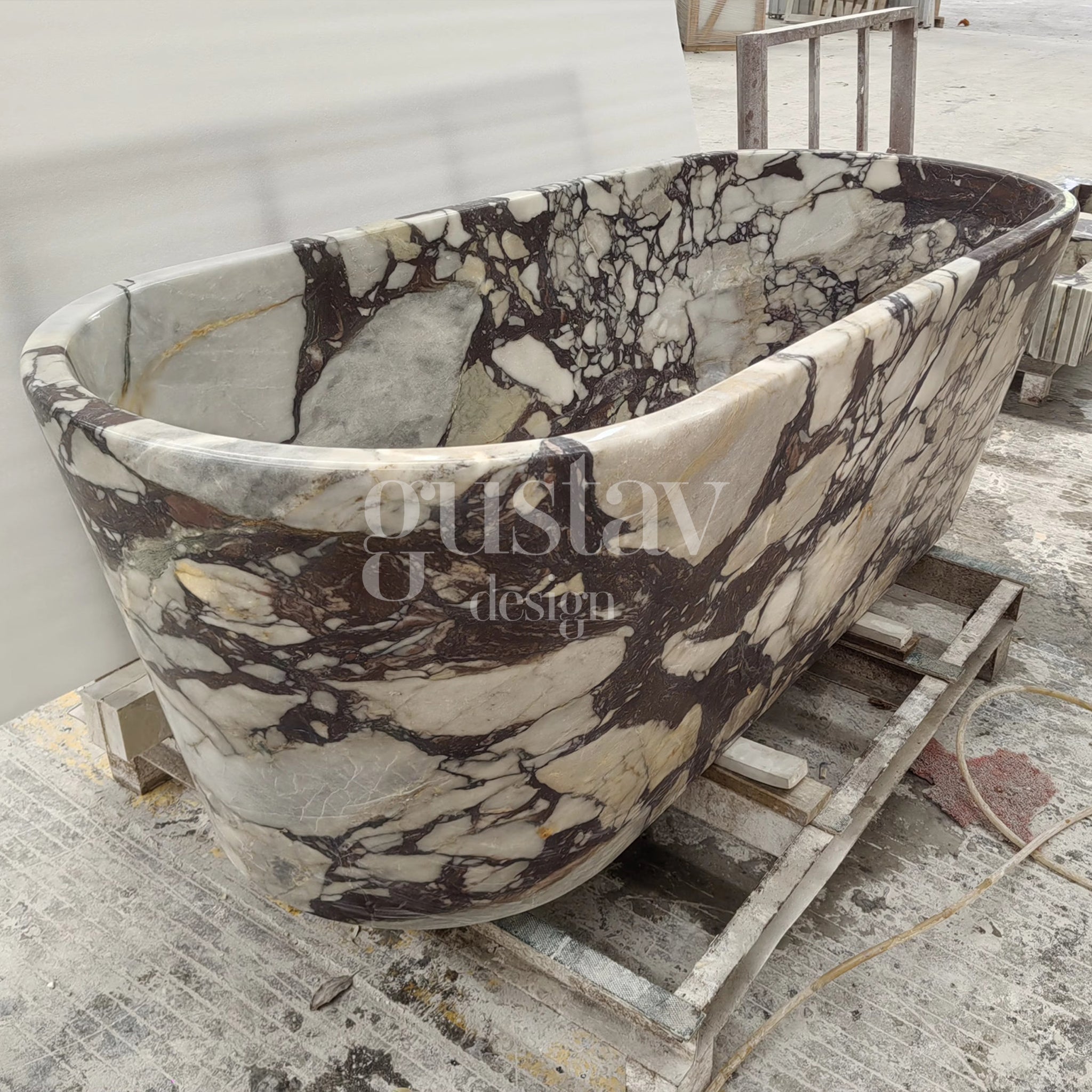 Calacatta Viola Extra Marble Freestanding Bathtub - Tapered