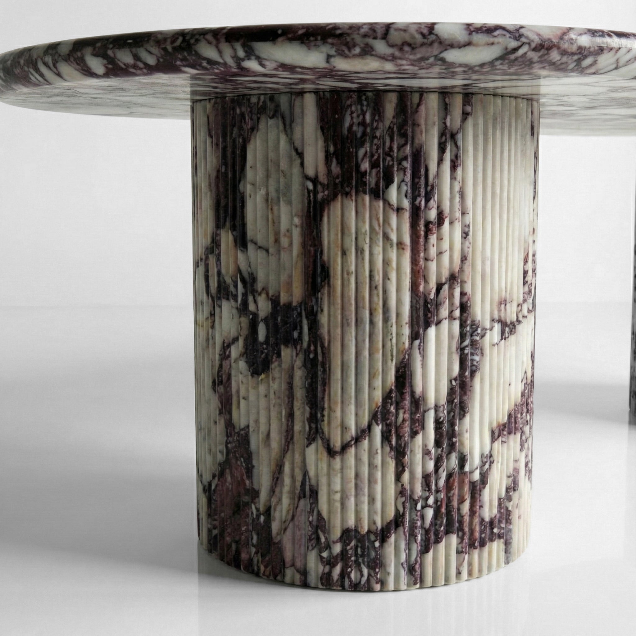 Calacatta Viola Marble Oval Dining Table - Fluted