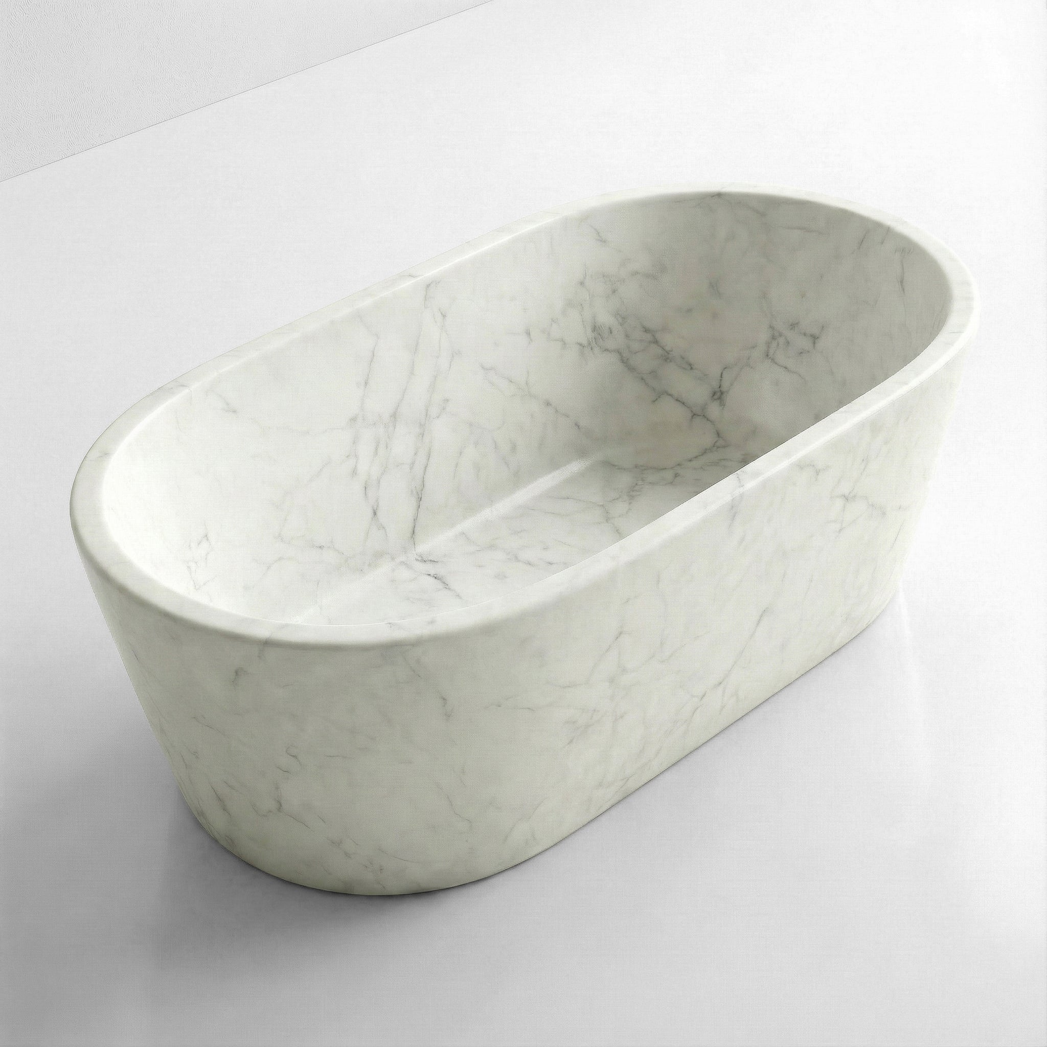White Carrara Marble Freestanding Bathtub - Tapered