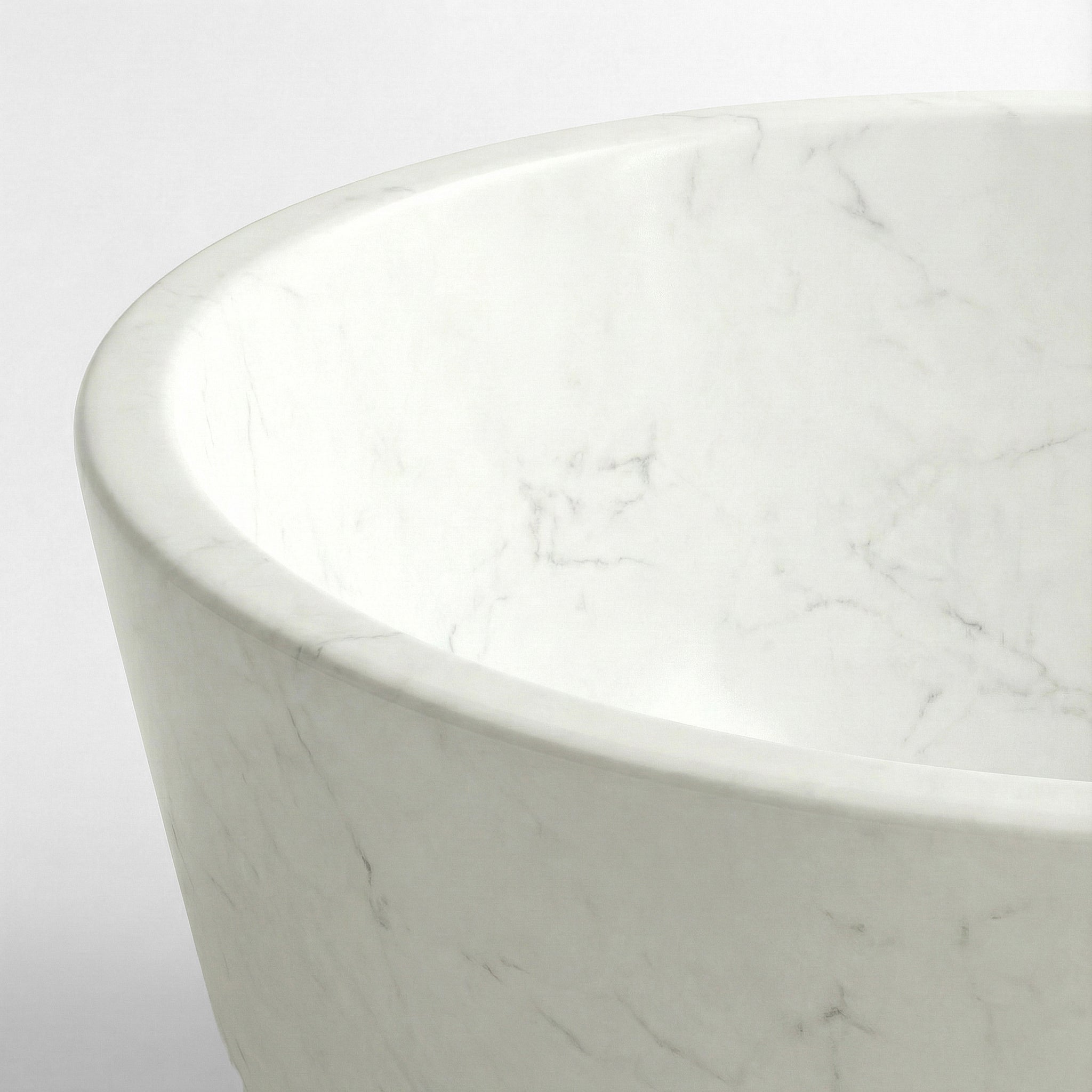 White Carrara Marble Freestanding Bathtub - Tapered