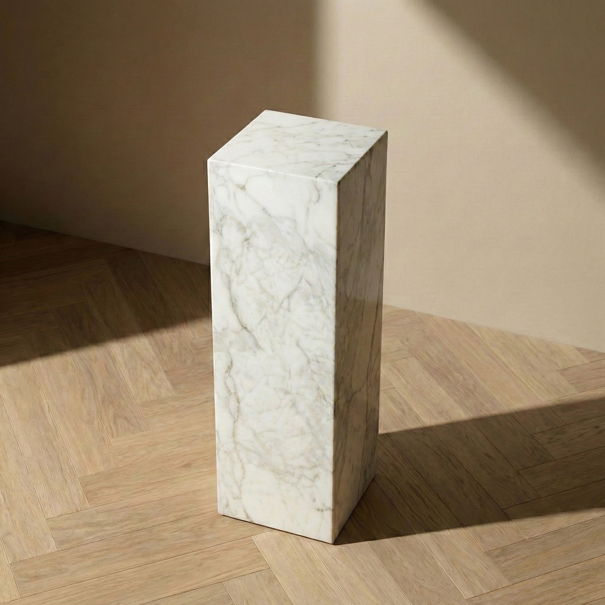 White Carrara Marble Pedestal Stand