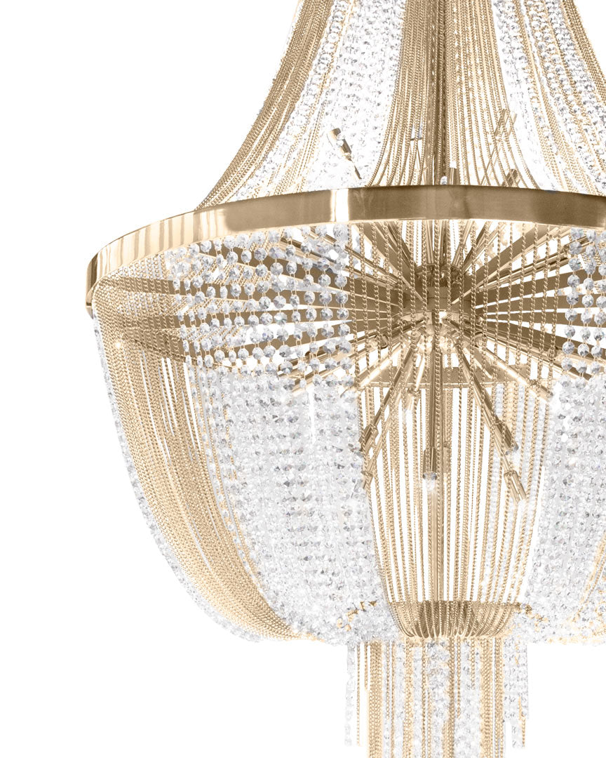 VORELLI® Gatsby Luxury Staircase Chandelier styled within a refined luxury interior