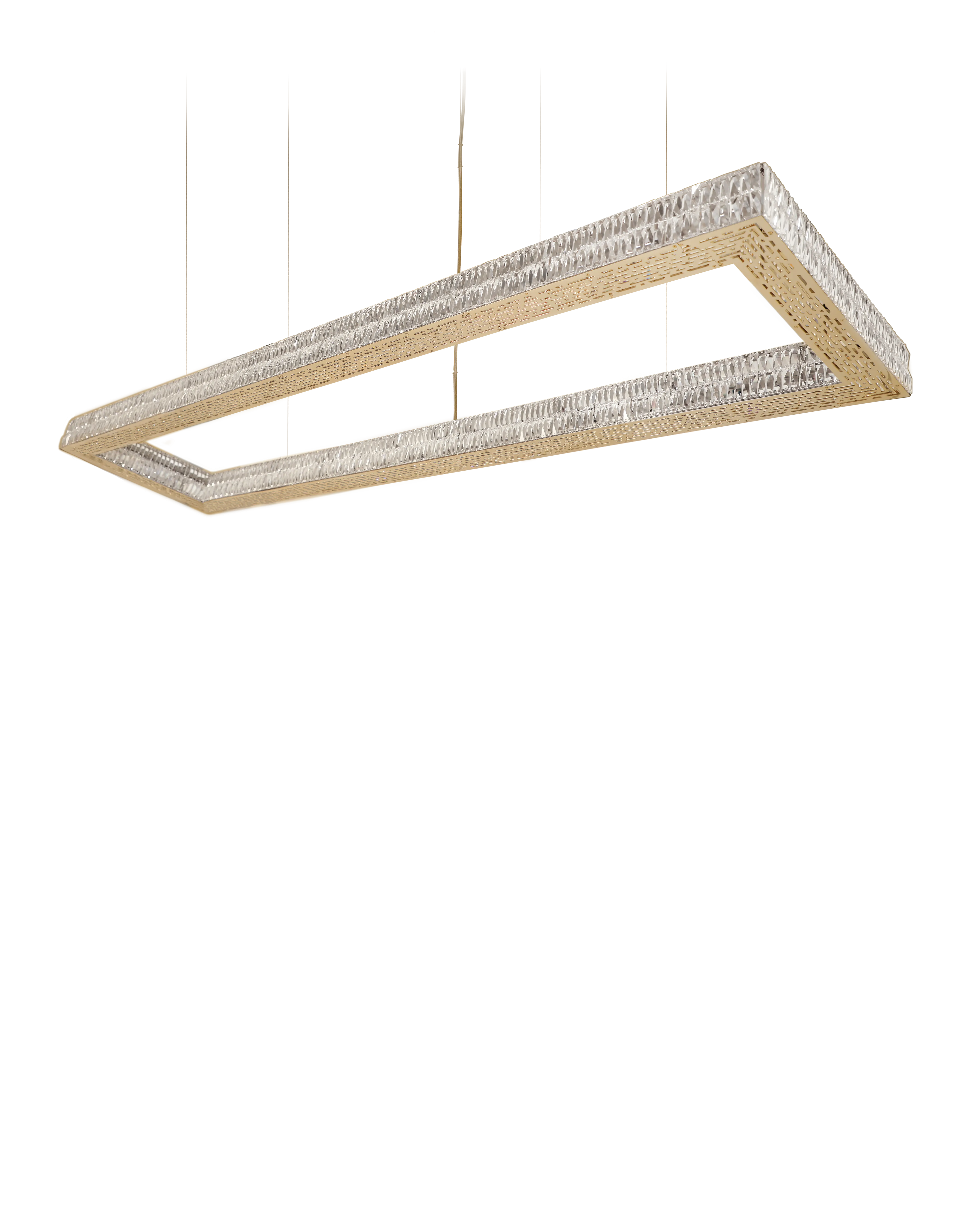 Close-up detail of VORELLI® Spacium (Rectangular) Luxury Rectangular Chandelier showing luxury finish and craftsmanship