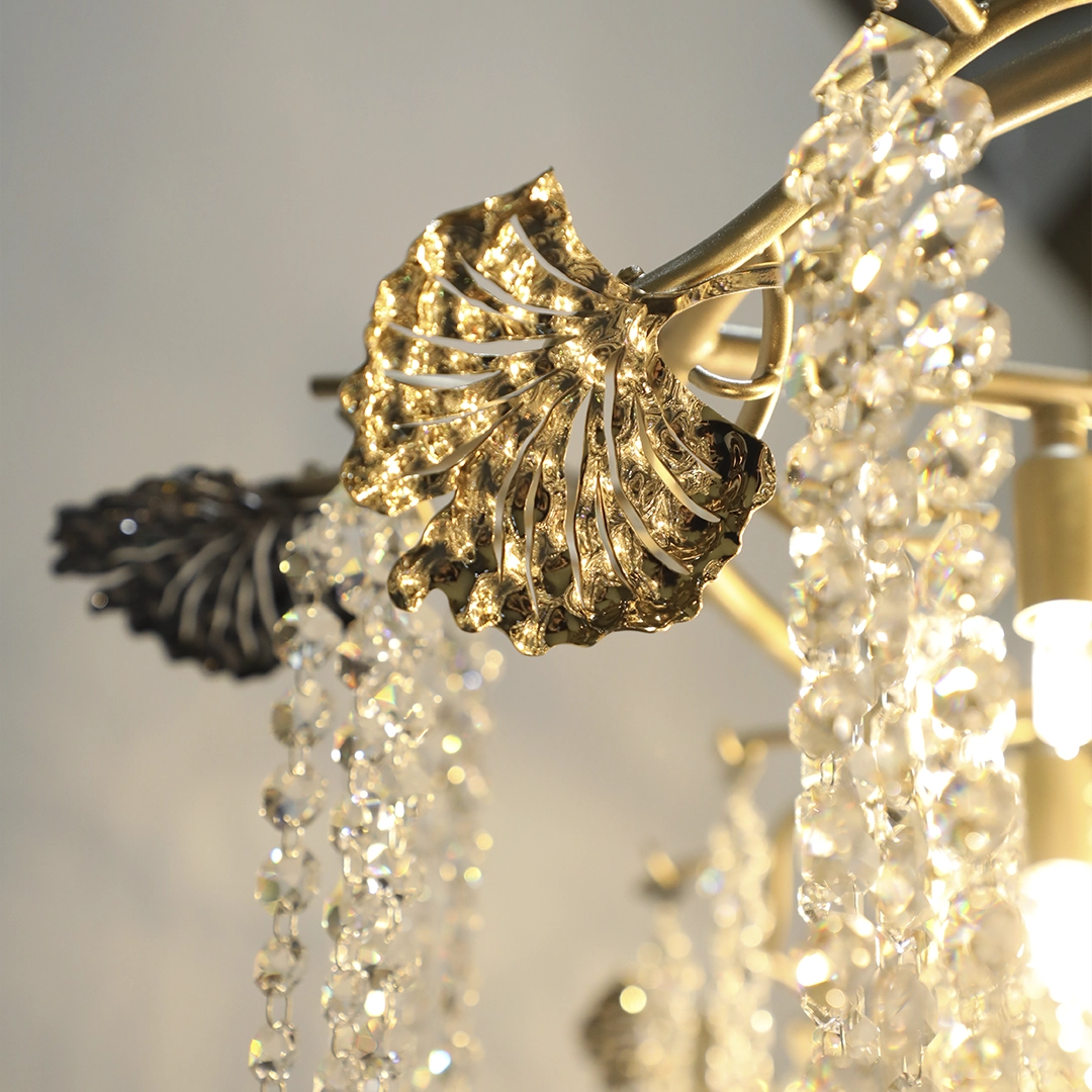 Close-up detail of VORELLI® Tuscania Luxury Chandelier showing luxury finish and craftsmanship