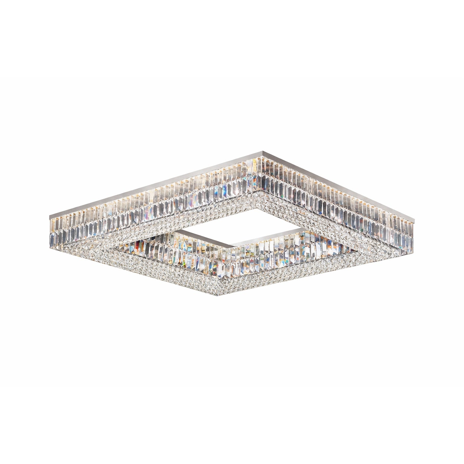 Square crystal ceiling light fixture on a white background