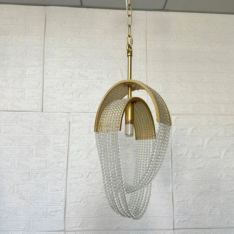cindi pendant hanging light with decorative crystal chain detail