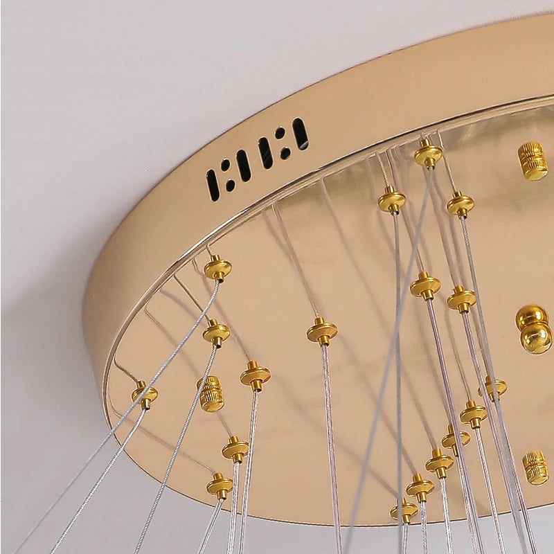 claremont chandelier gold ceiling plate with ring suspension cables