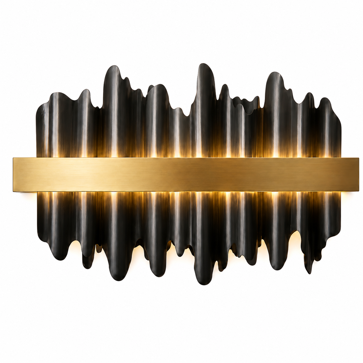 Close-up detail of the textured metallic finishes on the VORELLI Douala wall light, highlighting its artisan design.