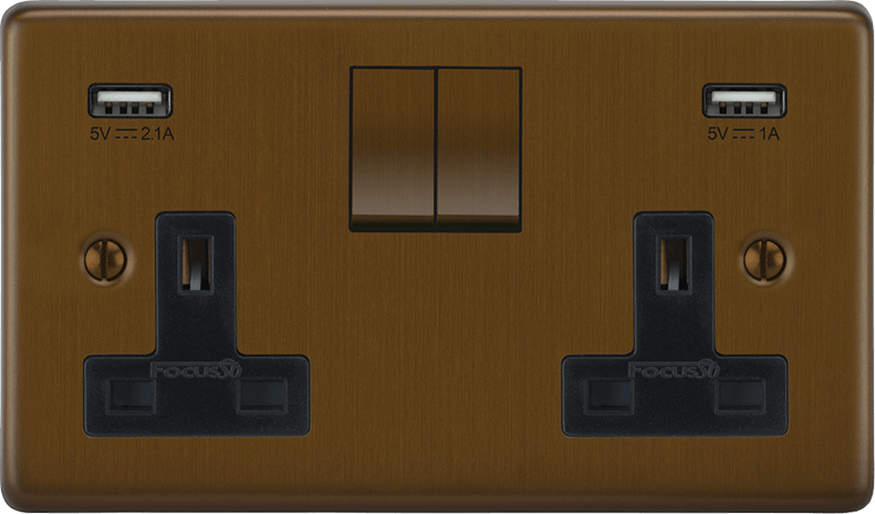 Close-up perspective of Victorian toggle switch mechanism on double socket.
