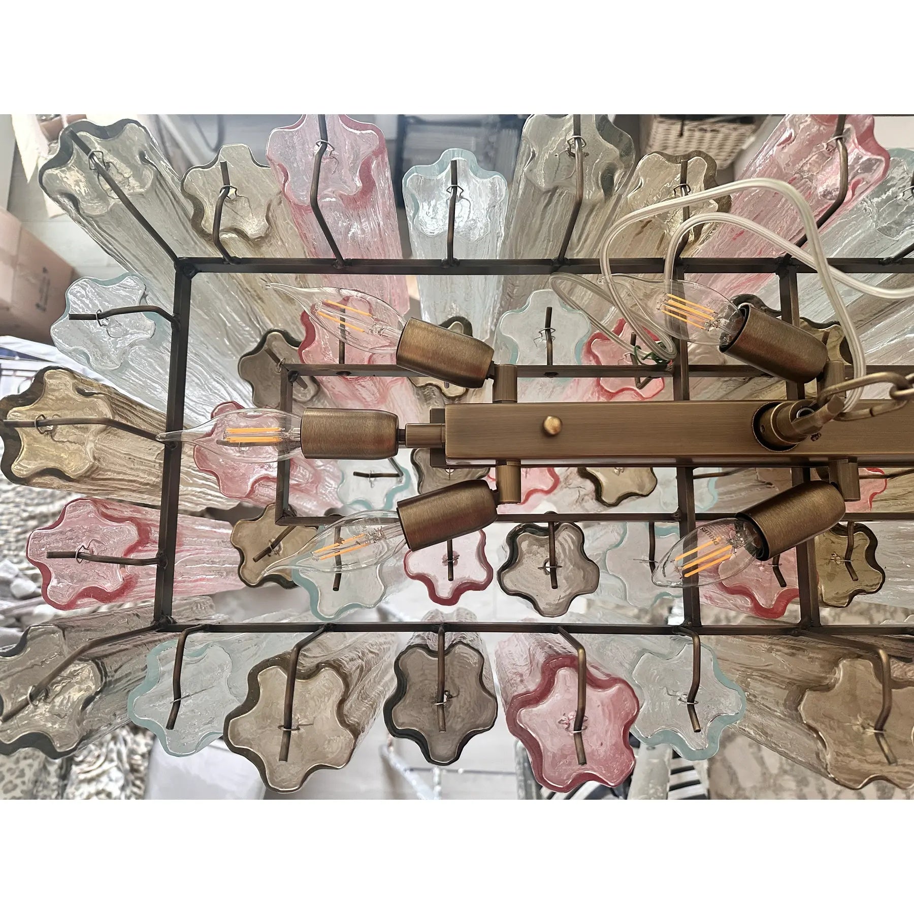 VORELLI Verona Tronchi Murano Glass Rectangular Chandelier - Tronchi Murano Glass image 8